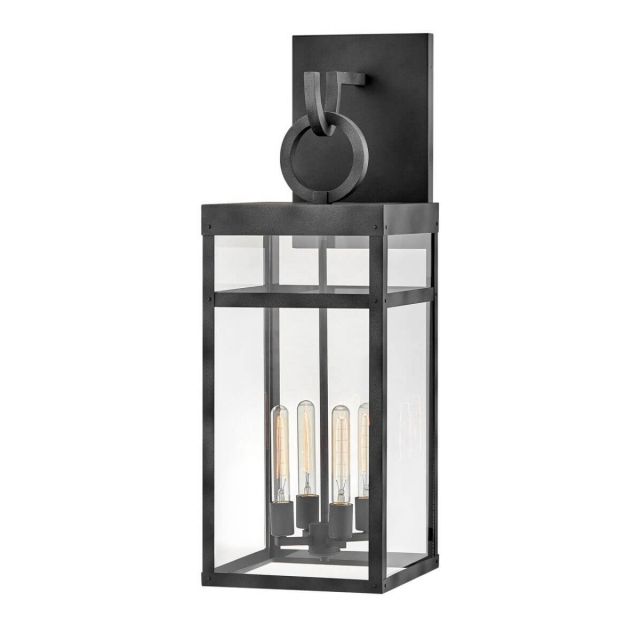 Hinkley Lighting 2809DZ-LL Porter 4 Light 35 inch Tall Extra Large LED Outdoor Wall Mount Lantern in Aged Zinc with Clear Glass