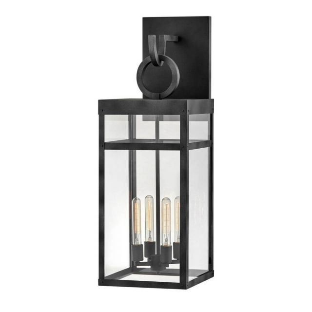 Hinkley Lighting 2809DZ Porter 3 Light 35 Inch Tall Outdoor Wall Light in Aged Zinc with Clear Glass