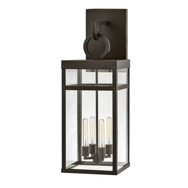 Hinkley Lighting Porter 3 Light 35 Inch Tall Outdoor Wall Light in Oil Rubbed Bronze with Clear Glass 2809OZ