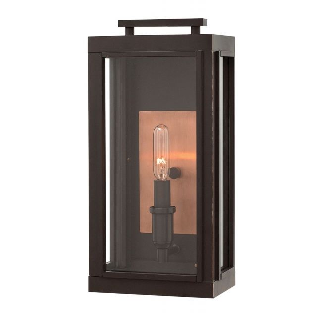 Hinkley Lighting Sutcliffe 1 Light 14 Inch Tall LED Outdoor Small Wall Mount In Oil Rubbed Bronze With Clear Glass 2910OZ-LL