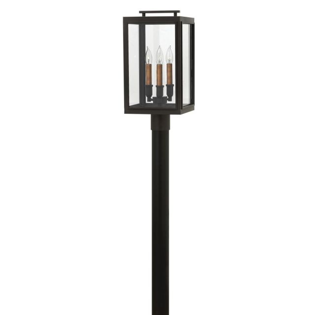 Hinkley Lighting Sutcliffe 3 Light 20 Inch Tall LED Post Top-Pier Mount In Oil Rubbed Bronze With Clear Glass 2911OZ-LL
