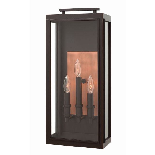 Hinkley Lighting 2915OZ Sutcliffe 3 Light 22 Inch Tall Outdoor Wall Light In Oil Rubbed Bronze With Clear Glass