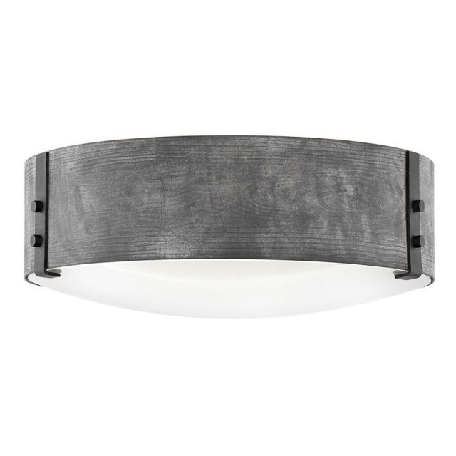 Hinkley Lighting Sawyer 3 Light 15 Inch LED Outdoor Flush Mount in Aged Zinc-Distressed Black with Etched Glass 29203DZ-LL