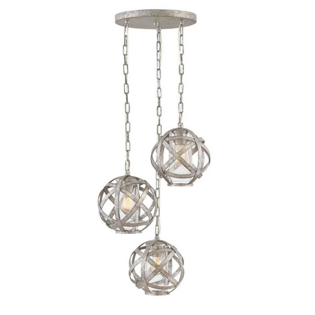 Hinkley Lighting Carson 3 Light 21 Inch Outdoor Hanging Lantern in Weathered Zinc with Clear Seedy Glass 29704WZ