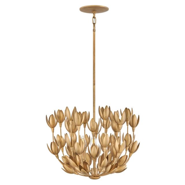Hinkley Lighting 30011BNG Flora 3 Light 20 inch Foyer Pendant Convertible to Semi-Flush Mount in Burnished Gold