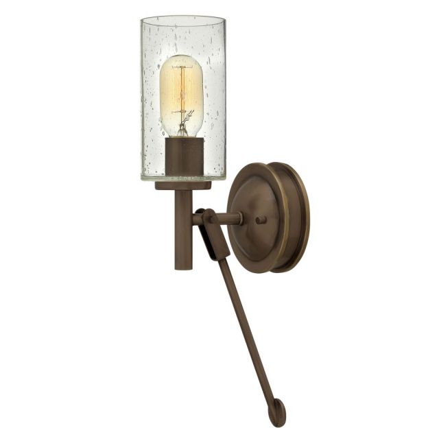 Hinkley Lighting Collier 1 Light 17 Inch Tall Wall Sconce In Light Oiled Bronze With Clear Seedy Glass 3380LZ