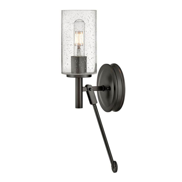 Hinkley Lighting Collier 1 Light 17 inch Tall Wall Sconce in Black Oxide with Clear Seedy Glass 3380BX