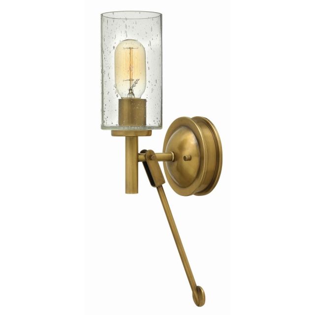 Hinkley Lighting Collier 1 Light 17 Inch Tall Wall Sconce In Heritage Brass With Clear Seedy Glass 3380HB