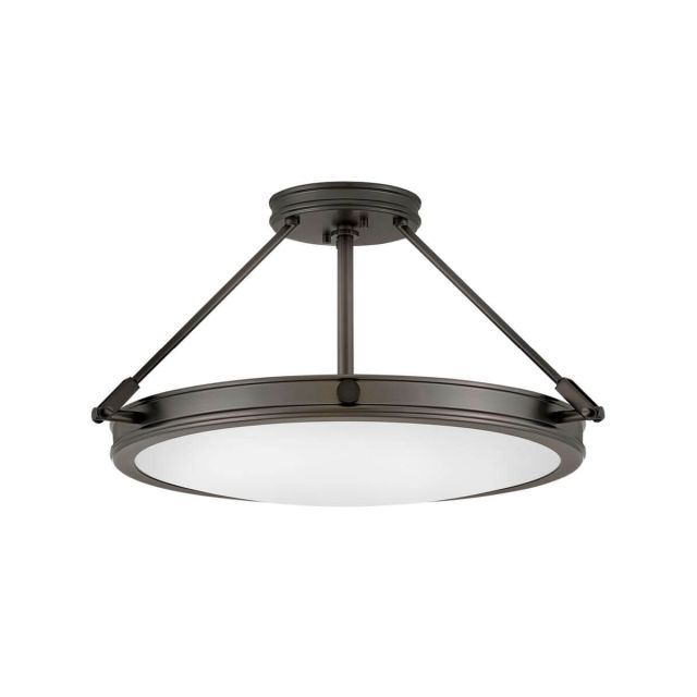 Hinkley Lighting Collier 4 Light 22 inch Foyer Semi-Flush Mount in Black Oxide with Etched Glass 3382BX