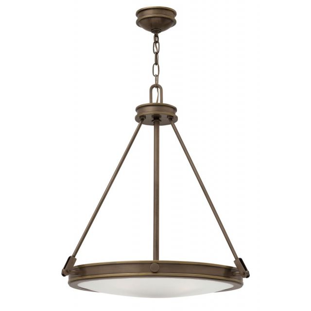 Hinkley Lighting Collier 4 Light 22 Inch Foyer Pendant In Light Oiled Bronze With Etched Opal Glass 3384LZ