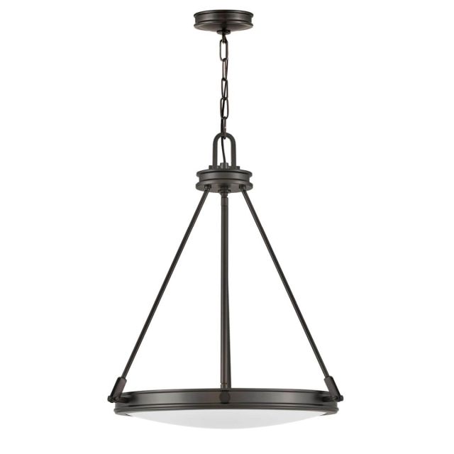 Hinkley Lighting Collier 4 Light 22 inch Foyer Pendant in Black Oxide with Etched Glass 3384BX