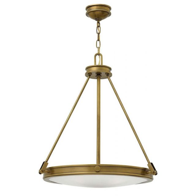 Hinkley Lighting Collier 4 Light 22 inch Foyer Pendant in Heritage Brass with Etched Opal Glass 3384HB