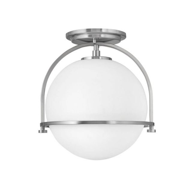 Hinkley Lighting Somerset 1 Light 11 Inch Semi-Flush Mount in Brushed Nickel with Etched Opal Glass 3403BN