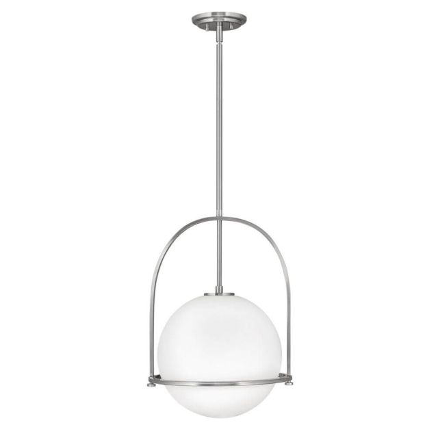 Hinkley Lighting Somerset 1 Light 16 Inch Pendant in Brushed Nickel with Etched Opal Glass 3405BN