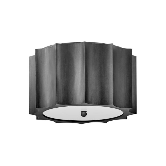 Hinkley Lighting Gia 2 Light 14 inch Flush Mount in Brushed Graphite with Etched Lens Glass 34094BGR