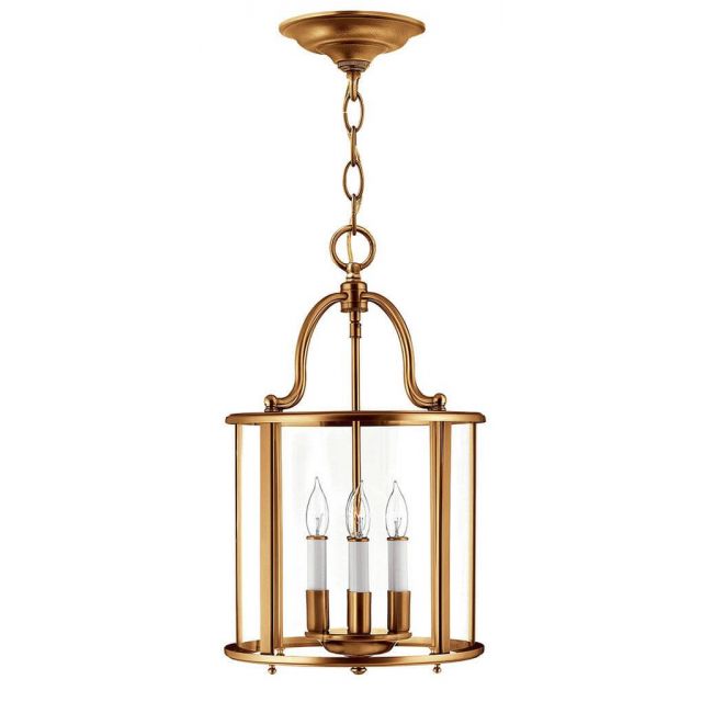 Hinkley Lighting 3474HR Gentry 4 Light 12 inch Single Tier Foyer Pendant in Heirloom Brass with Clear Rounded Glass Panels