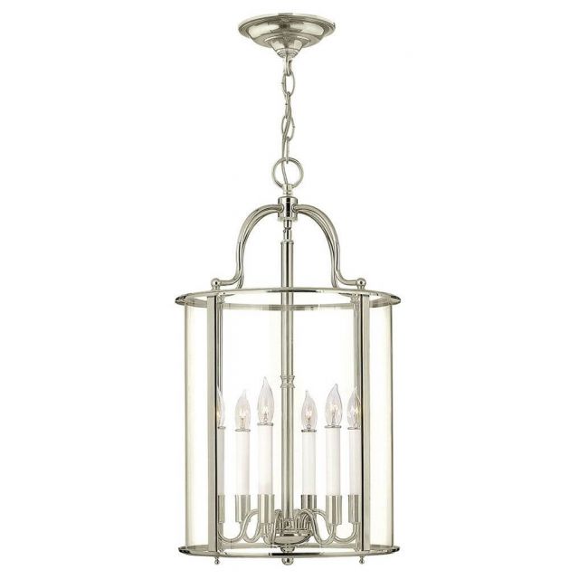 Hinkley Lighting Gentry 6 Light 14 inch Single Tier Foyer Pendant in Polished Nickel with Clear Rounded Glass Panels 3478PN