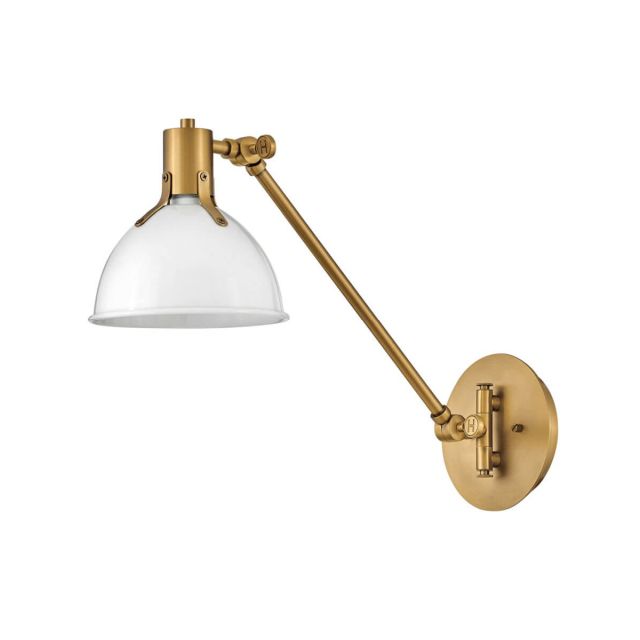 Hinkley Lighting 3480PT Argo 1 Light 10 inch Tall Wall Sconce in Polished White with Lacquered Brass Accent