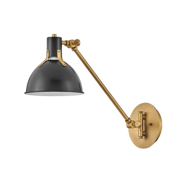 Hinkley Lighting 3480SK Argo 1 Light 10 inch Tall Wall Sconce in Satin Black with Lacquered Brass Accent