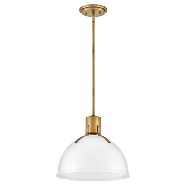 Hinkley Lighting 3487HB-CO Argo 1 Light 14 inch LED Pendant in Heritage Brass with Cased Opal Glass