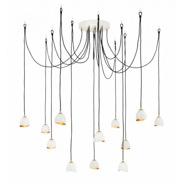 Hinkley Lighting Nula 12 Light 19 Inch Adjustable Foyer Chandelier In Shell White With Shell White Shade 35908SHW
