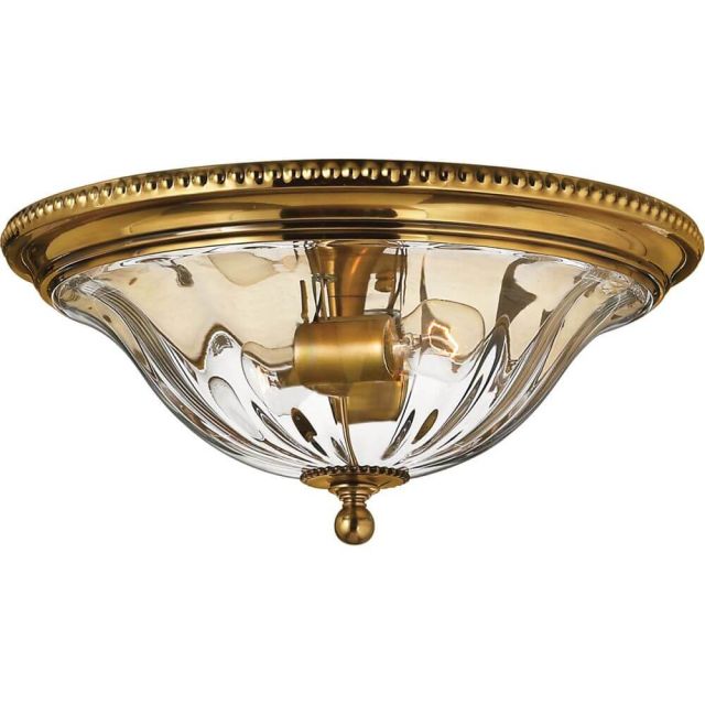 Hinkley Lighting Cambridge 2 Light 16 Inch Foyer Flush Mount In Burnished Brass With Clear Optic Glass 3616BB