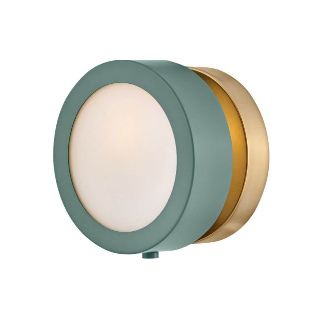 Hinkley Lighting Mercer 1 Light 7 inch Tall Wall Sconce in Sage Green-Heritage Brass Accent with Etched Opal Glass 3650SGN
