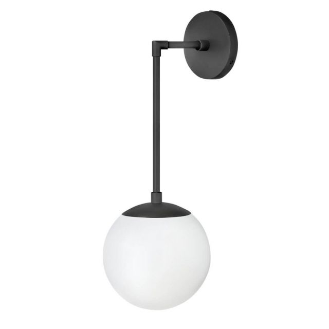 Hinkley Lighting 3742BK-WH Warby 1 Light 22 inch Tall Wall Sconce in Black with Cased Opal Glass