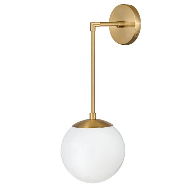 Hinkley Lighting 3742HB-WH Warby 1 Light 22 inch Tall Wall Sconce in Heritage Brass with Cased Opal Glass