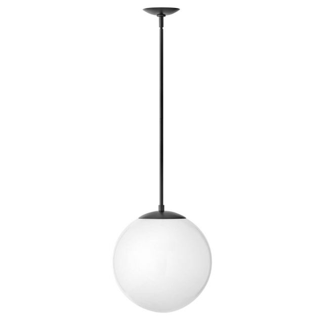 Hinkley Lighting 3744BK-WH Warby 1 Light 14 inch Orb Pendant in Black with Cased Opal Glass