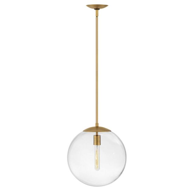 Hinkley Lighting 3744HB Warby 1 Light 14 inch Orb Pendant in Heritage Brass with Clear Glass