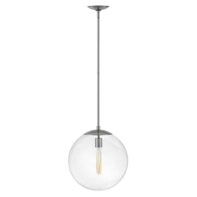 Hinkley Lighting 3744PL Warby 1 Light 14 inch Orb Pendant in Polished Antique Nickel with Clear Glass