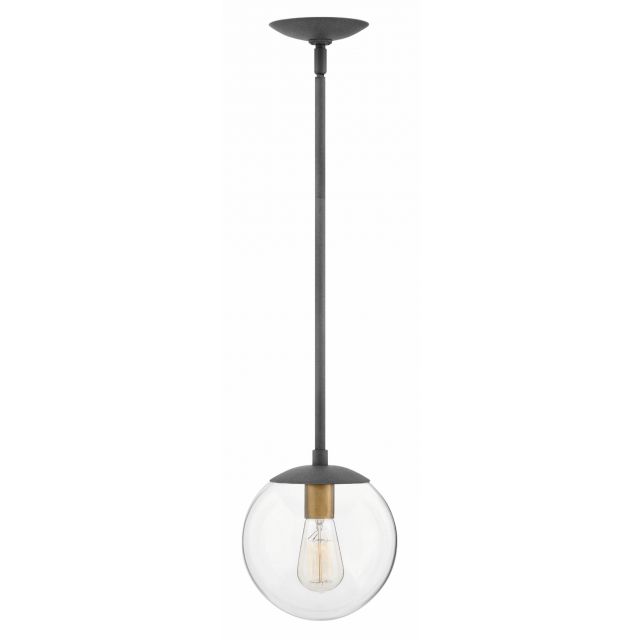 Hinkley Lighting 3747DZ Warby 1 Light 10 Inch Pendant In Aged Zinc With Clear Glass