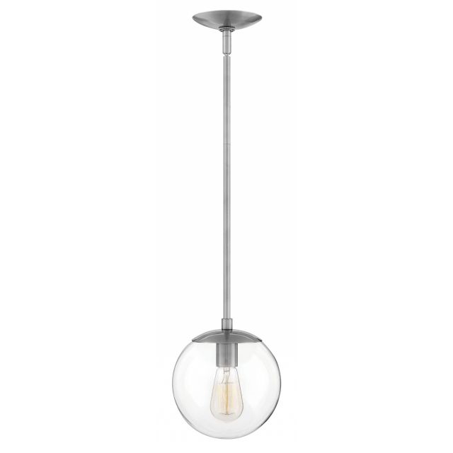Hinkley Lighting 3747PL Warby 1 Light 10 Inch Pendant In Polished Antique Nickel With Clear Glass