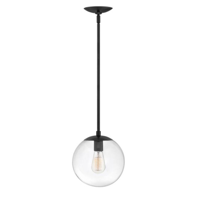 Hinkley Lighting 3747BK Warby 1 Light 10 inch Pendant in Black with Clear Glass