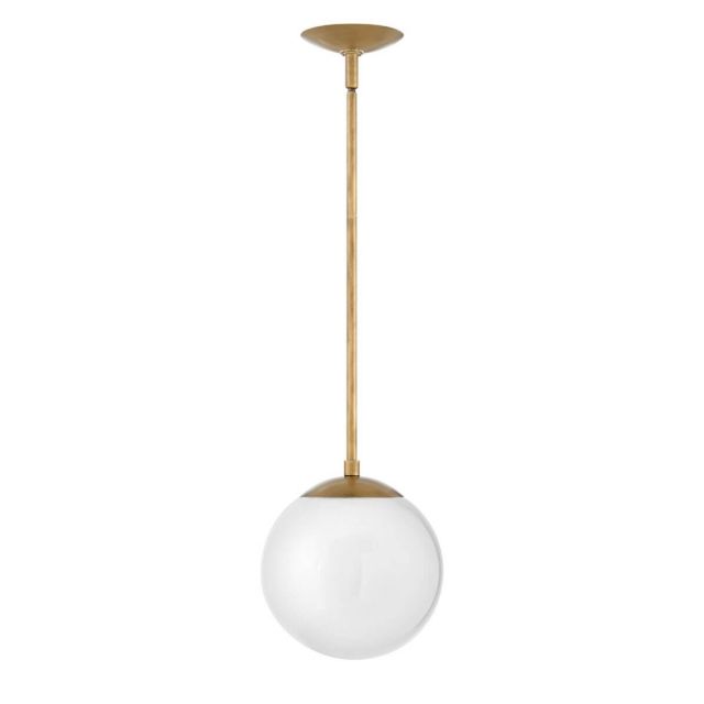 Hinkley Lighting 3747HB-WH Warby 1 Light 10 inch Pendant in Heritage Brass with Cased Opal Glass