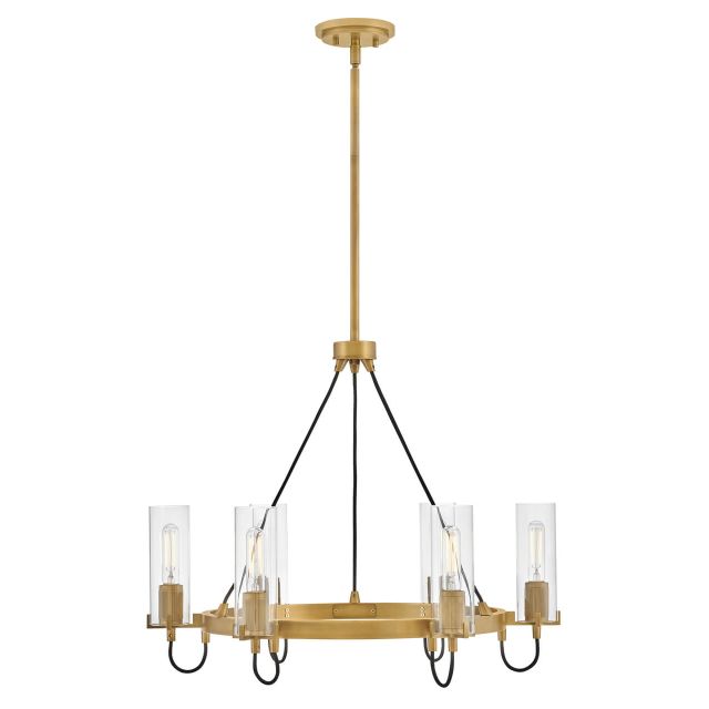 Hinkley Lighting 37855HB Ryden 6 Light 28 inch LED Chandelier in Heritage Brass with Clear Glass