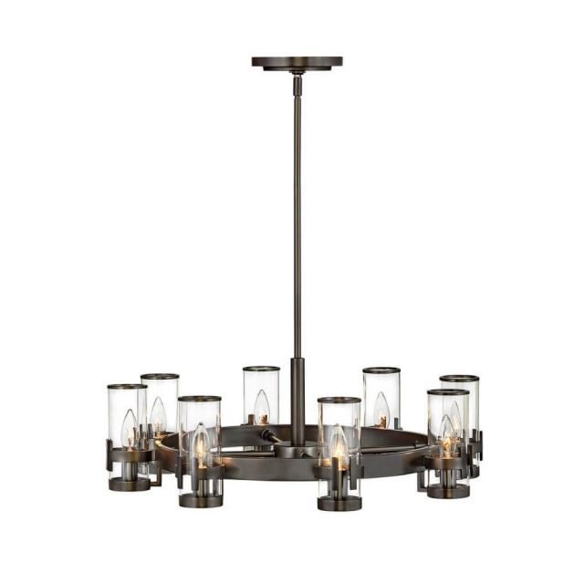 Hinkley Lighting Reeve 8 Light 27 Inch Chandelier in Black Oxide with Clear Glass 38106BX