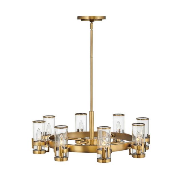 Hinkley Lighting Reeve 8 Light 27 Inch Chandelier in Heritage Brass with Clear Glass 38106HB