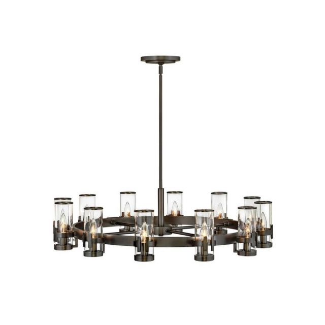 Hinkley Lighting Reeve 12 Light 36 Inch Chandelier in Black Oxide with Clear Glass 38109BX