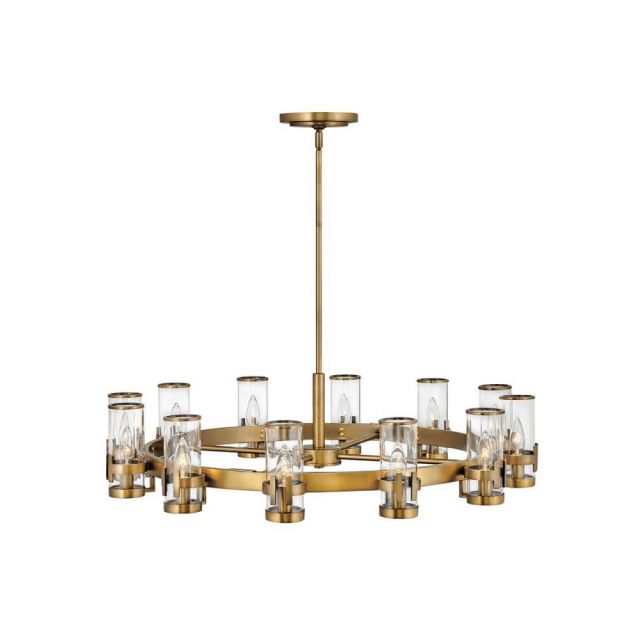 Hinkley Lighting Reeve 12 Light 36 Inch Chandelier in Heritage Brass with Clear Glass 38109HB