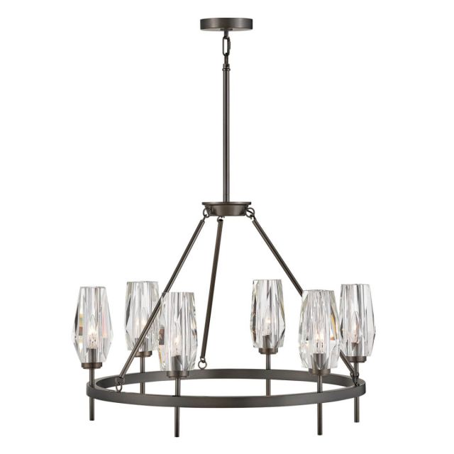 Hinkley Lighting 38255BX Ana 6 Light 30 inch Single Tier Chandelier in Black Oxide with Faceted Clear Crystal Glass