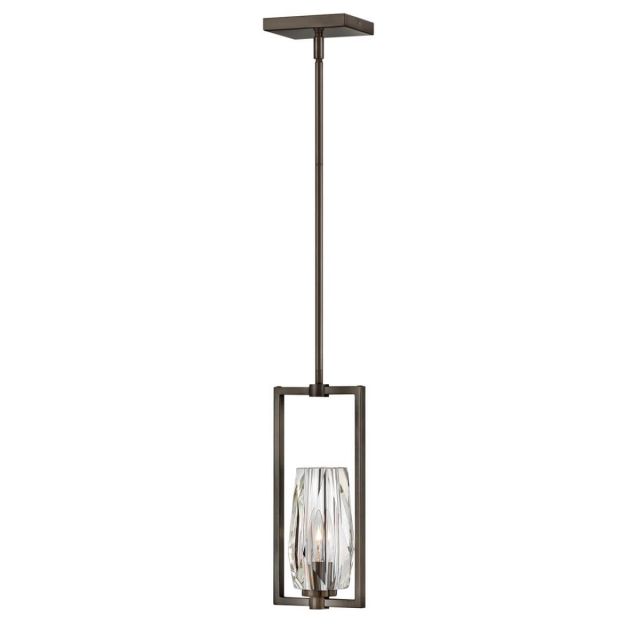 Hinkley Lighting 38257BX Ana 1 Light 7 inch Pendant in Black Oxide with Faceted Clear Crystal Glass