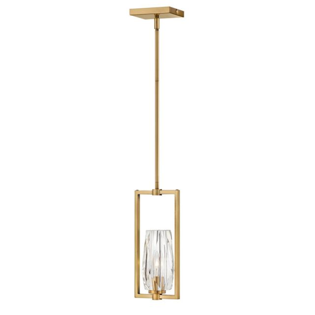 Hinkley Lighting 38257HB Ana 1 Light 7 inch Pendant in Heritage Brass with Faceted Clear Crystal Glass