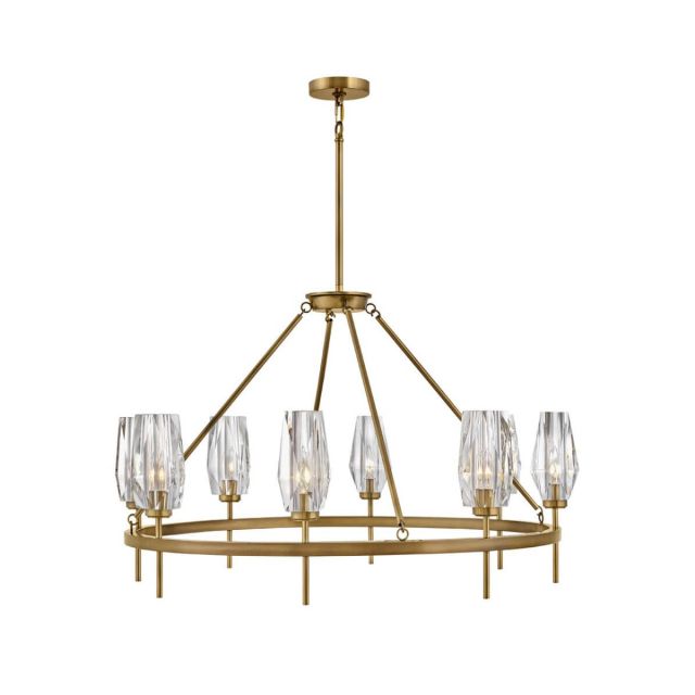 Hinkley Lighting 38258HB Ana 8 Light 36 inch Large Single Tier Chandelier in Heritage Brass with Faceted Clear Crystal