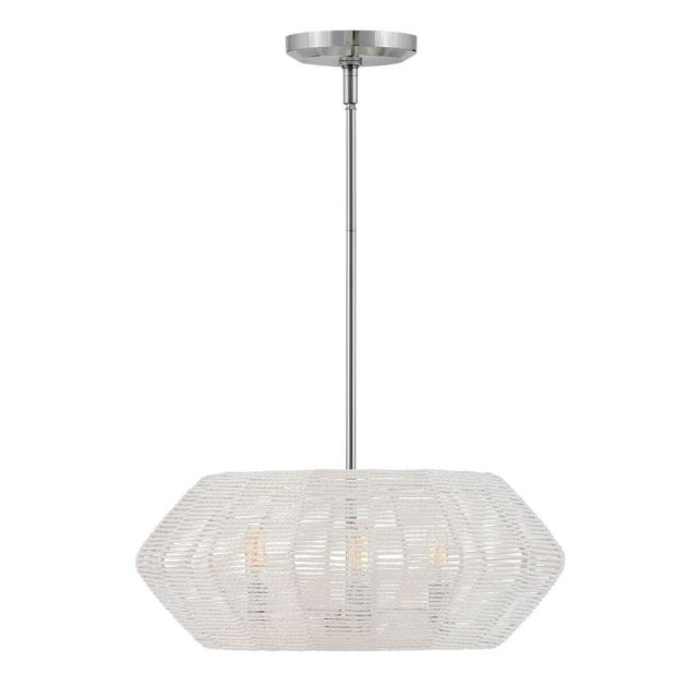 Hinkley Lighting Luca 3 Light 21 inch Drum Chandelier in Polished Chrome with Natural Rattan Shade 40383PCM