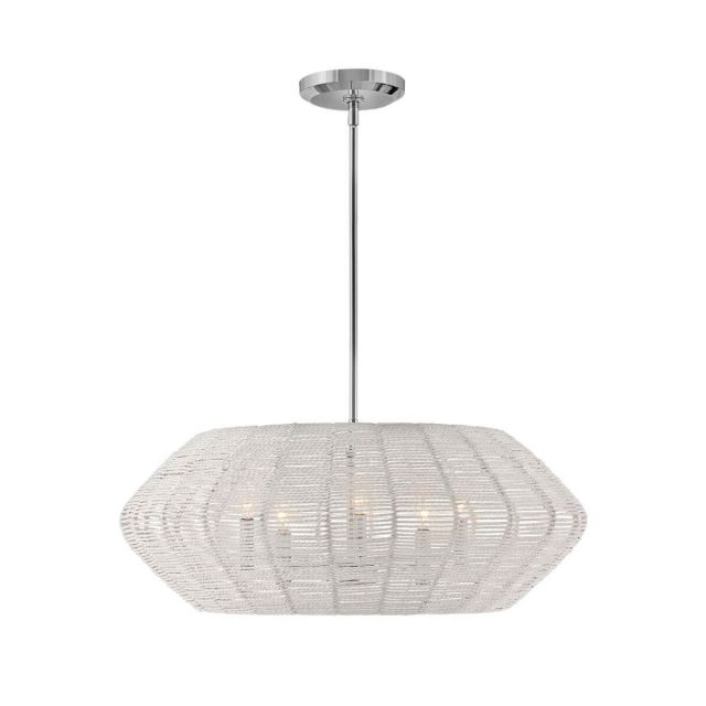 Hinkley Lighting Luca 5 Light 28 inch Medium Drum Chandelier in Polished Chrome with Natural Rattan Shade 40384PCM