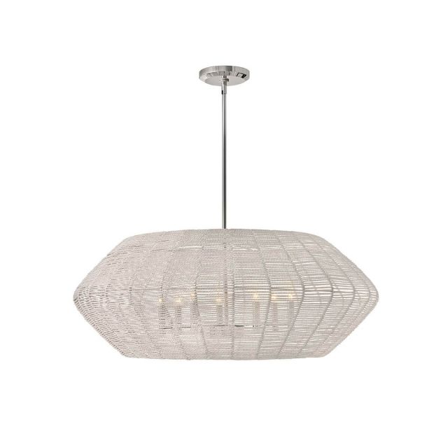 Hinkley Lighting Luca 7 Light 36 inch Large Drum Chandelier in Polished Chrome with Natural Rattan Shade 40385PCM