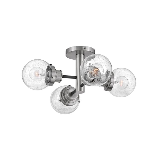 Hinkley Lighting 40693BK-BN Poppy 4 Light 20 inch Semi-Flush Mount in Black-Brushed Nickel Accents with Clear Seedy Glass