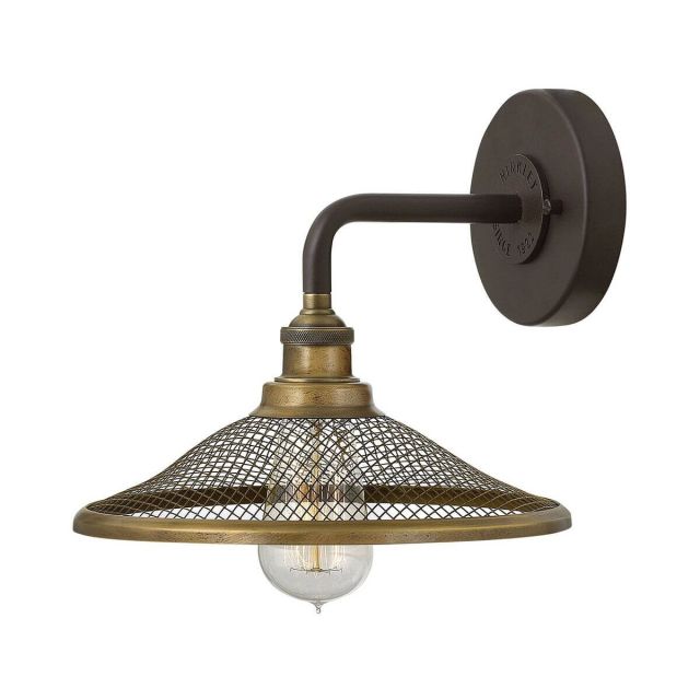 Hinkley Lighting 4360KZ Rigby 1 Light 9 inch Tall Wall Sconce in Buckeye Bronze with Heritage Brass Accents